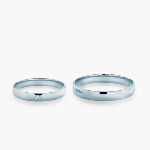 Obrączki ślubne: białe złoto, półokrągłe, 3 mm